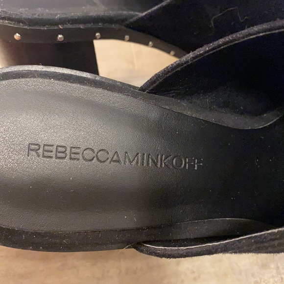 Rebecca Minkoff Black Suede heeled mules size 8.5M - Picture 10 of 11